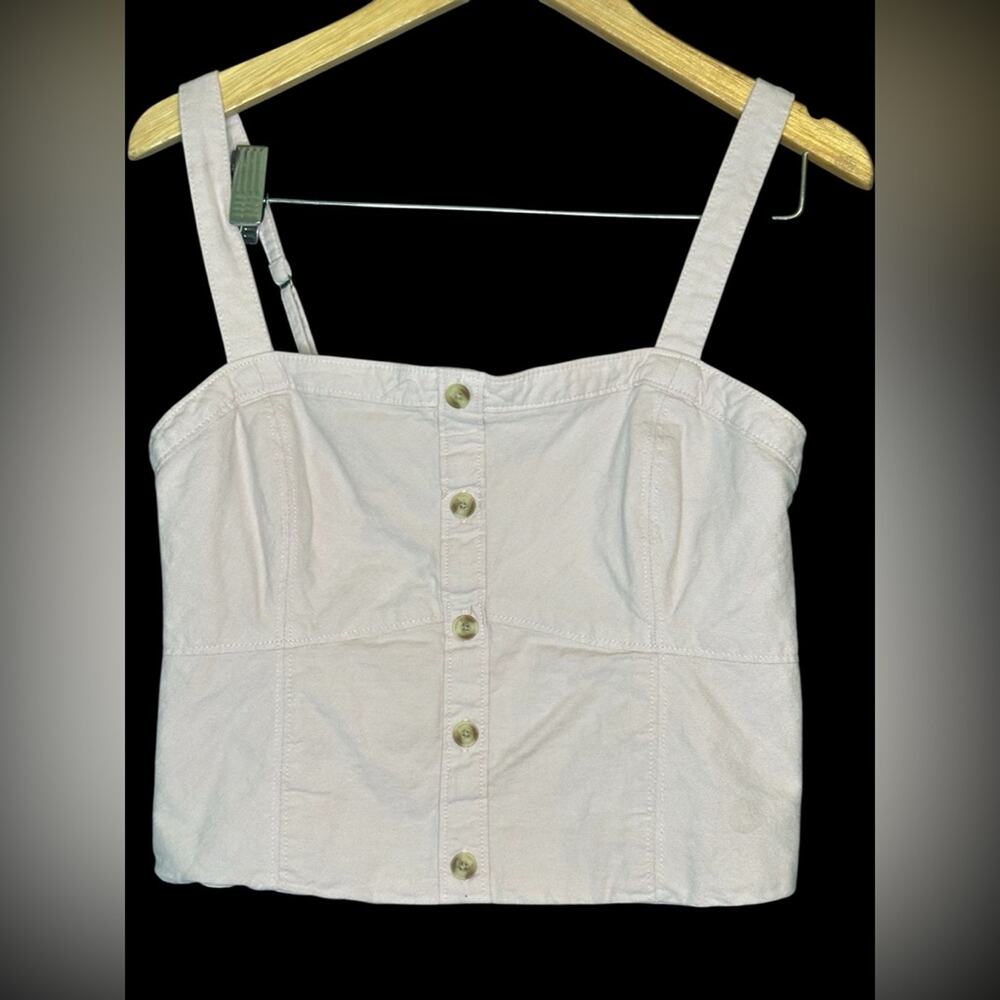 Abercrombie & Fitch Pink Cropped Bustier Tank Top Women’s Medium Smocked Back